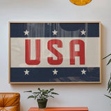 Framed USA Vintage Style Flag Print - Tejas Country Club