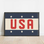 Framed USA Vintage Style Flag Print - Tejas Country Club