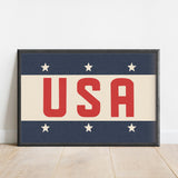 Framed USA Vintage Style Flag Print - Tejas Country Club