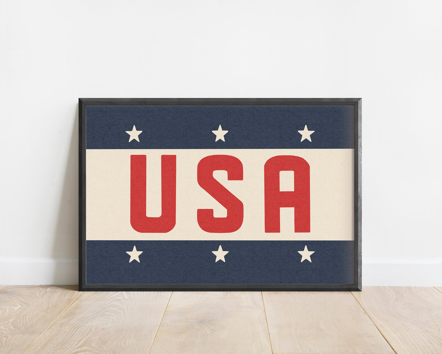 Framed USA Vintage Style Flag Print - Tejas Country Club