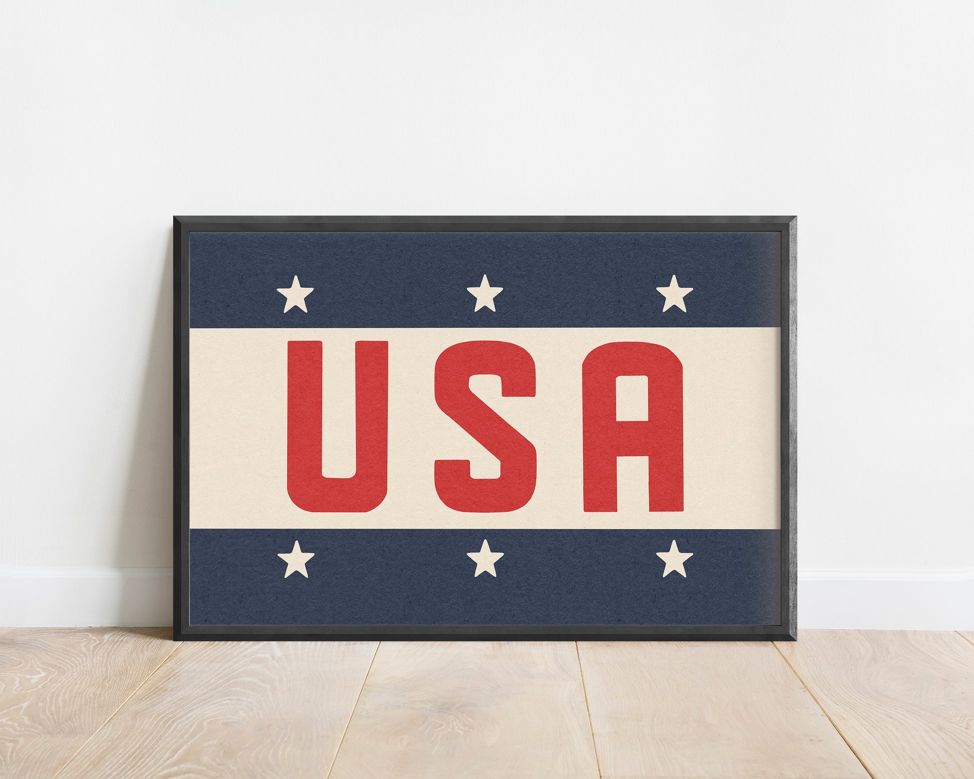 Framed USA Vintage Style Flag Print - Tejas Country Club