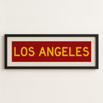 Framed Los Angeles Red and Yellow Bus Scroll - Tejas Country Club