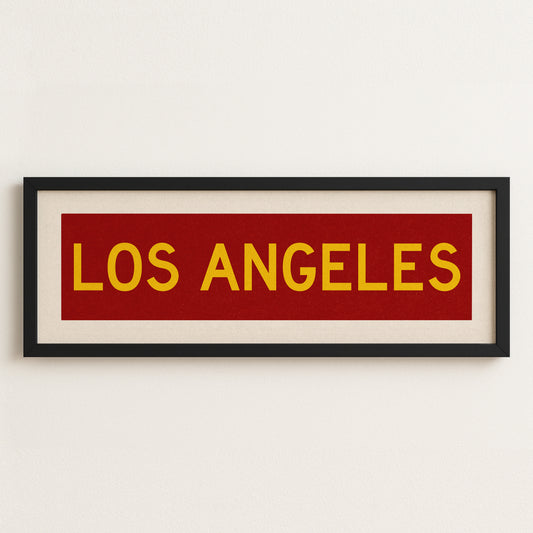 Framed Los Angeles Red and Yellow Bus Scroll - Tejas Country Club