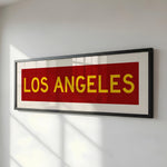 Framed Los Angeles Red and Yellow Bus Scroll - Tejas Country Club