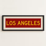 Framed Los Angeles Red and Yellow Bus Scroll - Tejas Country Club