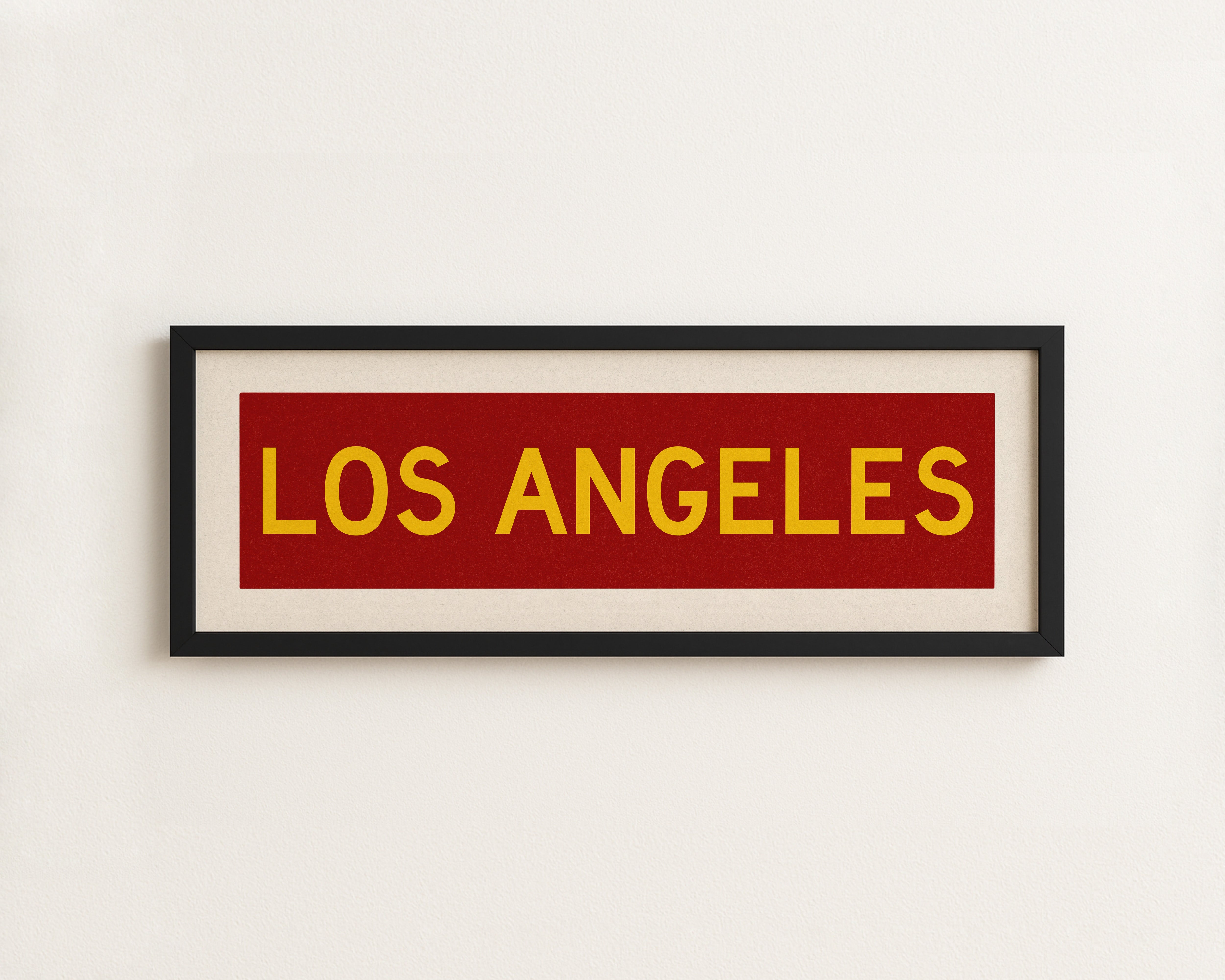 Framed Los Angeles Red and Yellow Bus Scroll - Tejas Country Club