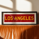 Framed Los Angeles Red and Yellow Bus Scroll - Tejas Country Club