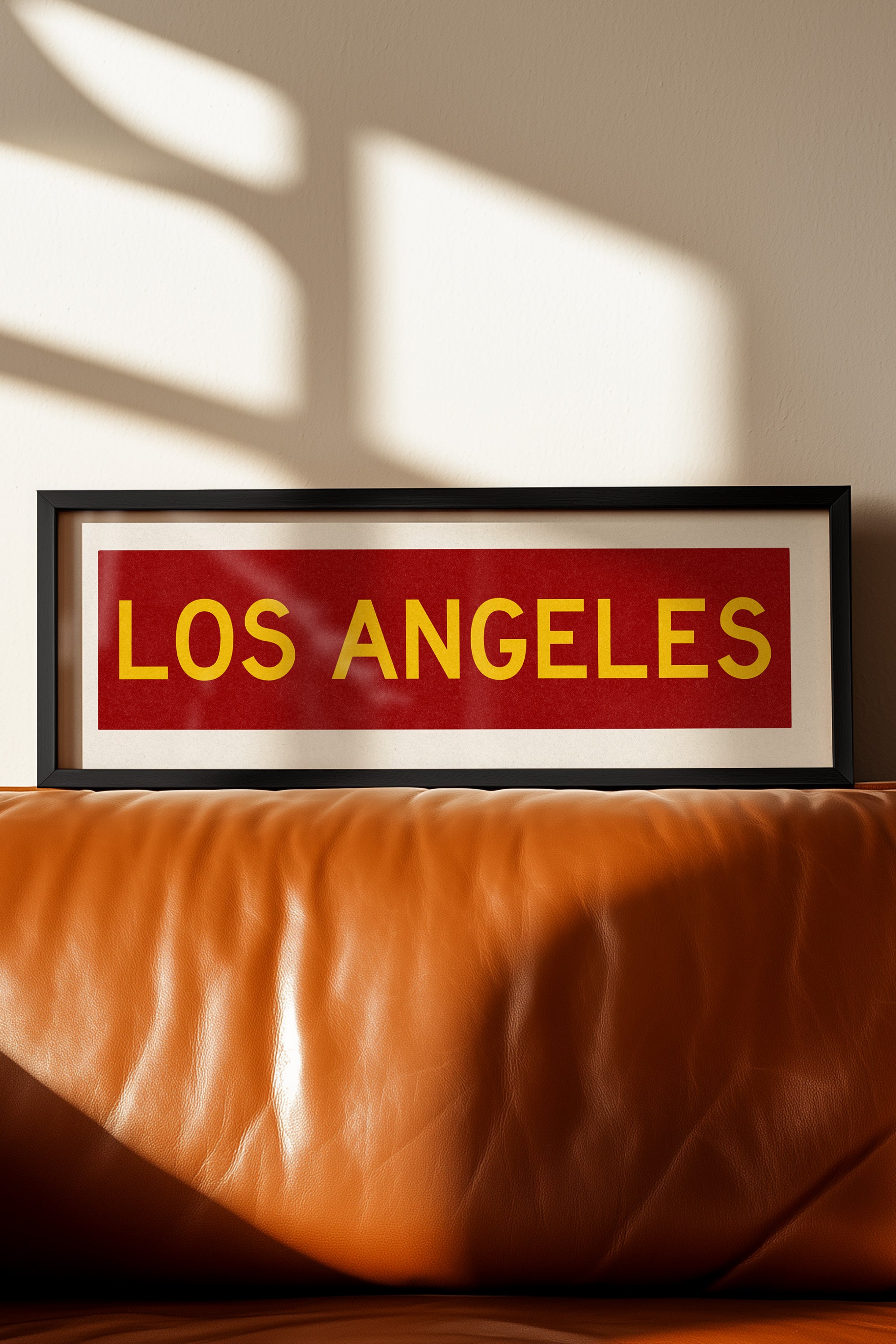Framed Los Angeles Red and Yellow Bus Scroll - Tejas Country Club