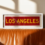 Framed Los Angeles Red and Yellow Bus Scroll - Tejas Country Club