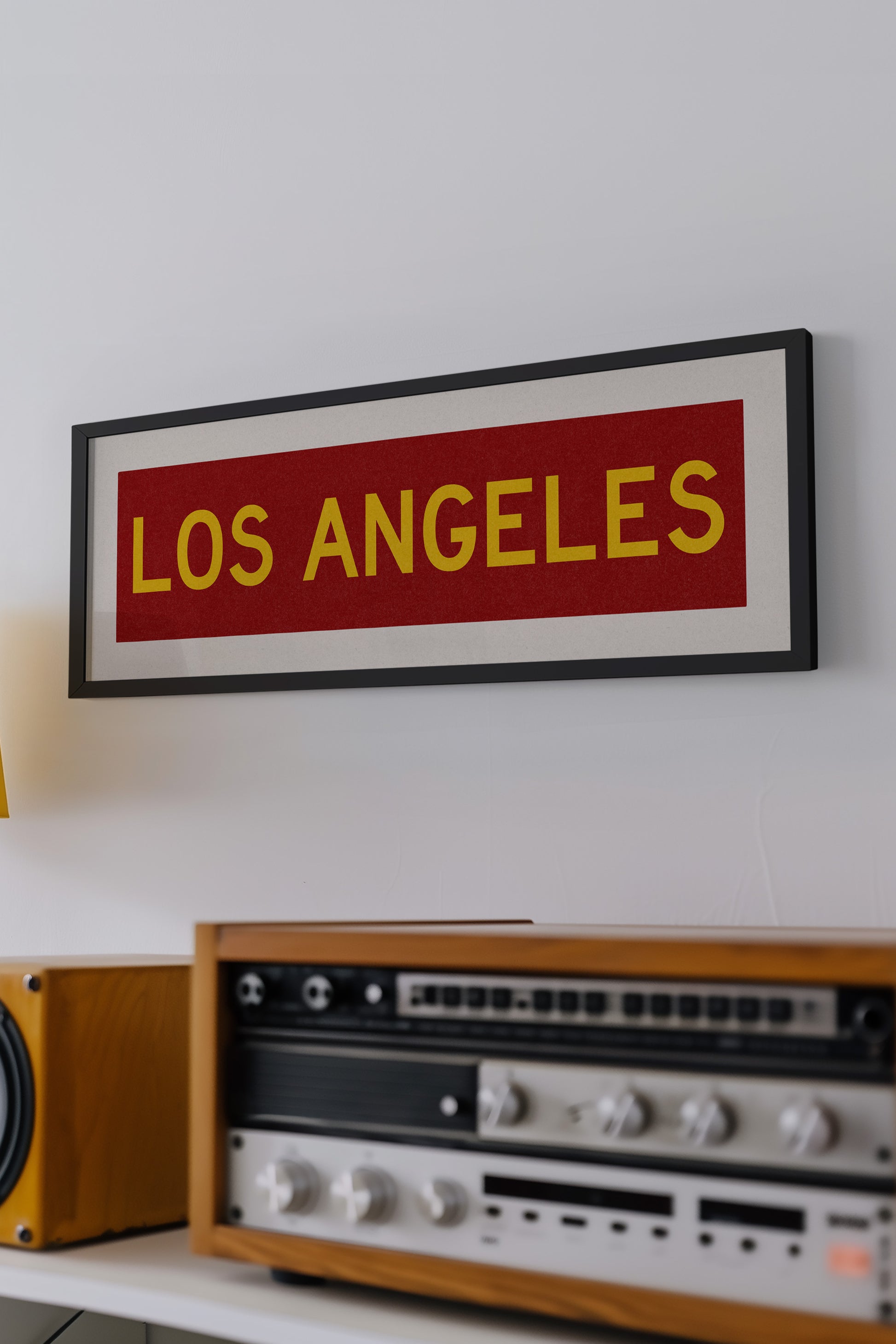 Framed Los Angeles Red and Yellow Bus Scroll - Tejas Country Club