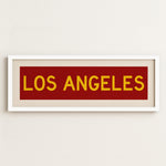 Framed Los Angeles Red and Yellow Bus Scroll - Tejas Country Club
