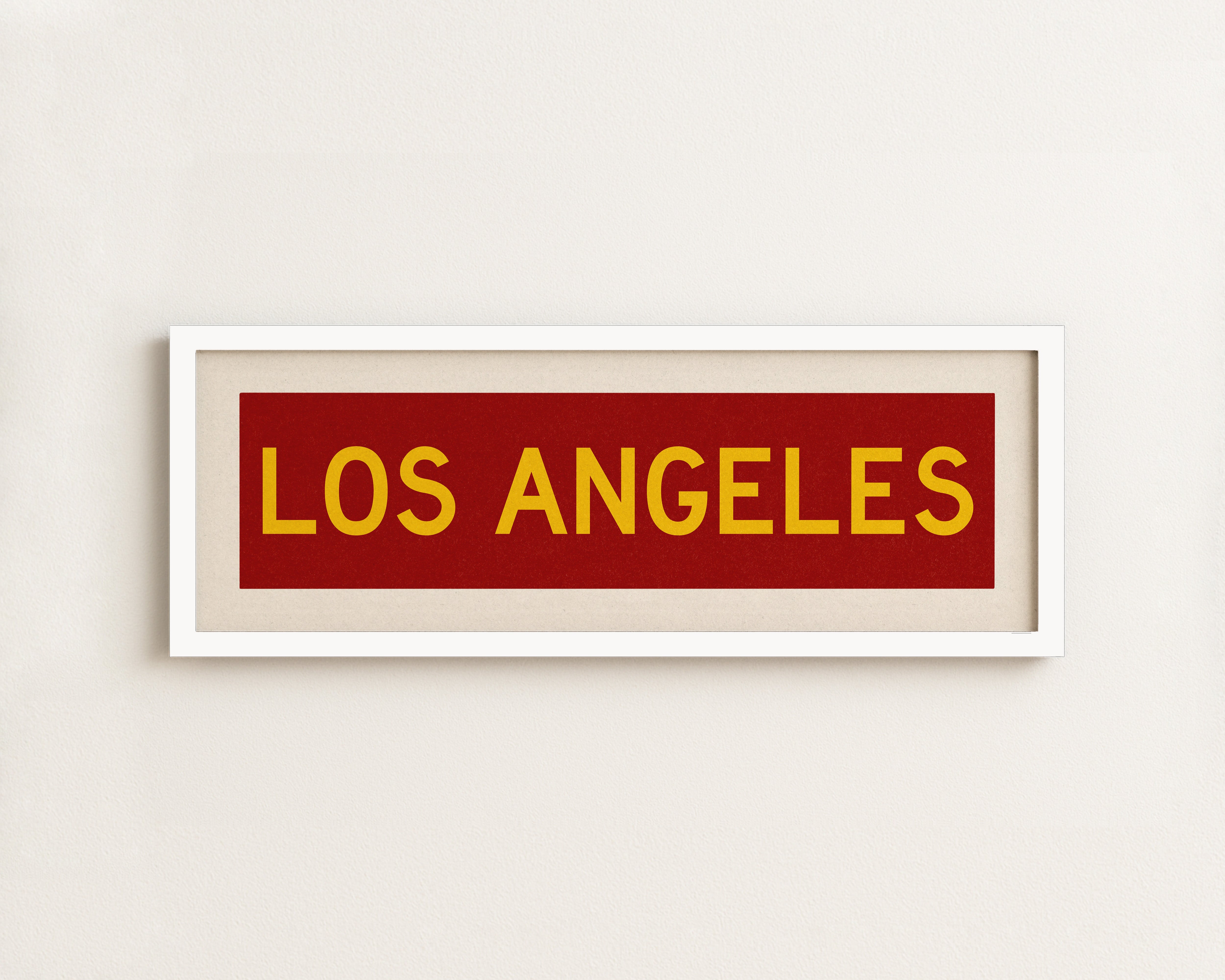 Framed Los Angeles Red and Yellow Bus Scroll - Tejas Country Club