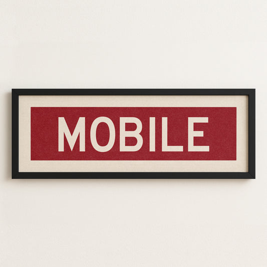 Framed Maroon Mobile Bus Scroll
