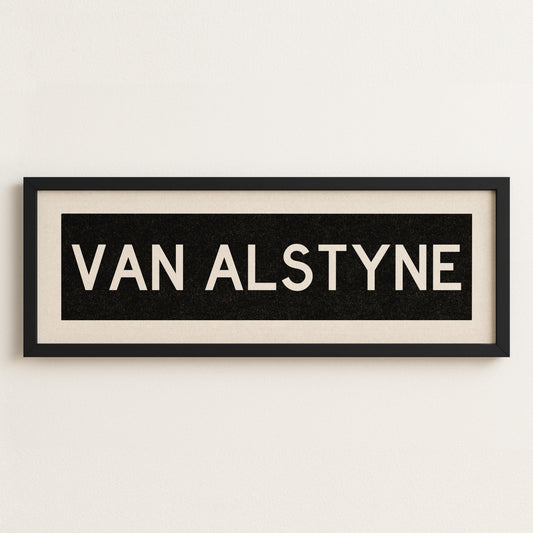 Framed Van Alstyne Bus Scroll Sign