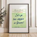 Let's Go Two-Steppin' In Gruene Guest Check Art Print - Tejas Country Club