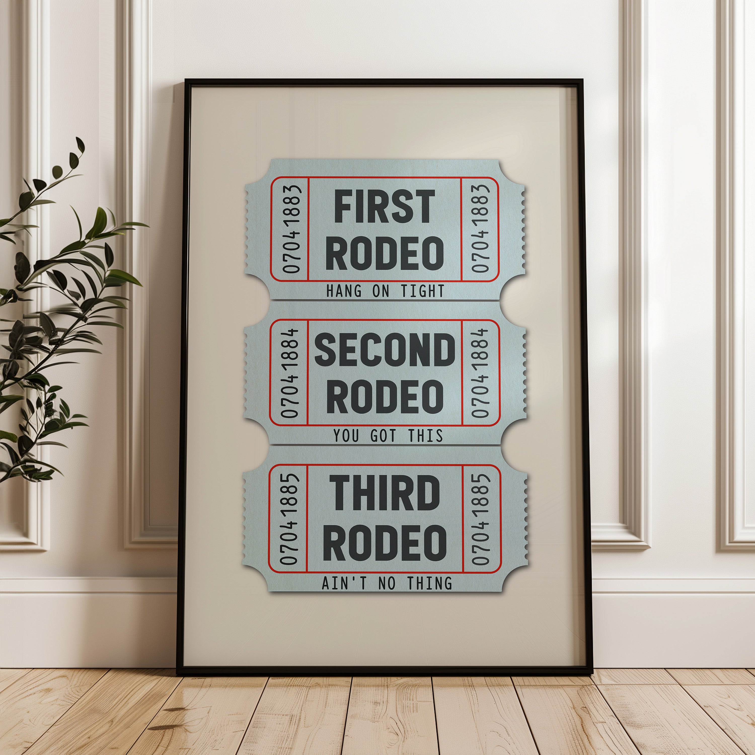 First Rodeo Ticket Stub Art Print Blue - Tejas Country Club
