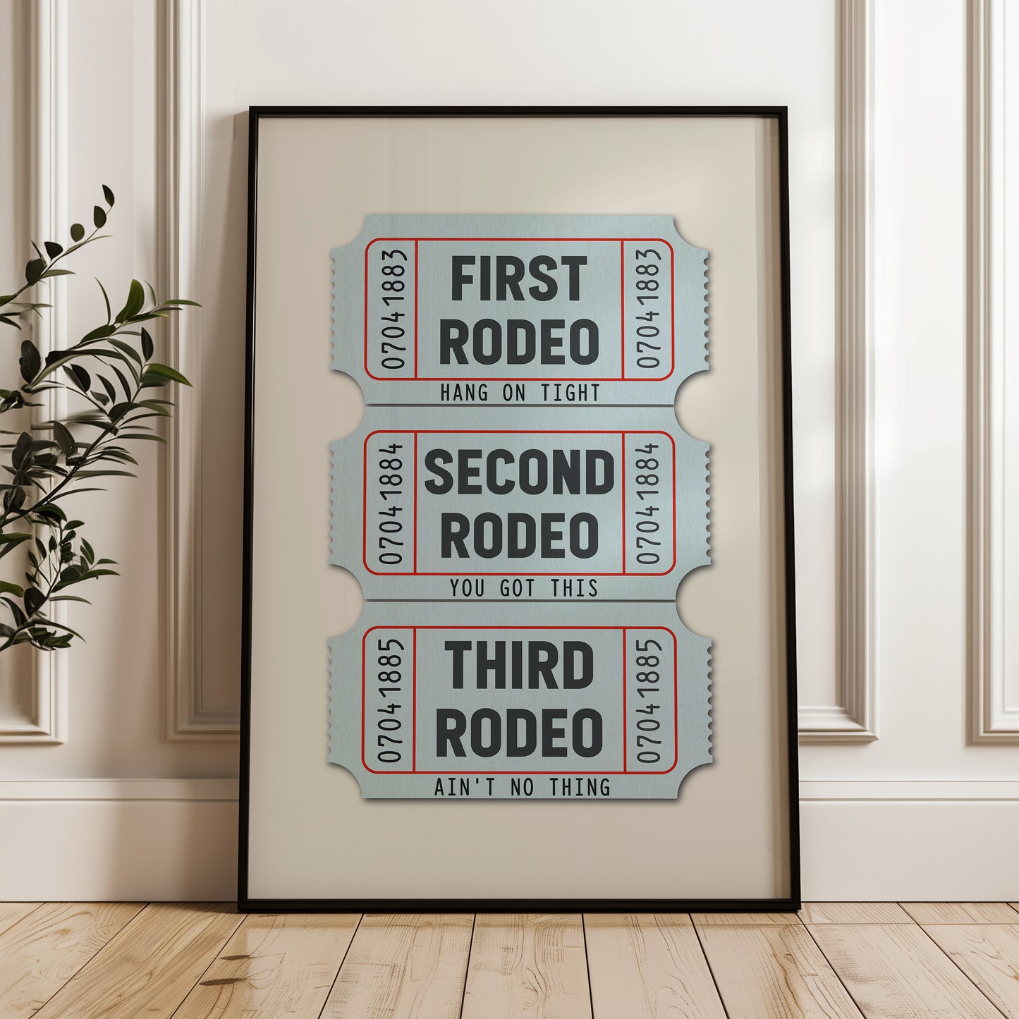 First Rodeo Ticket Stub Art Print Blue