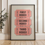 First Rodeo Ticket Stub Art Print Pink - Tejas Country Club
