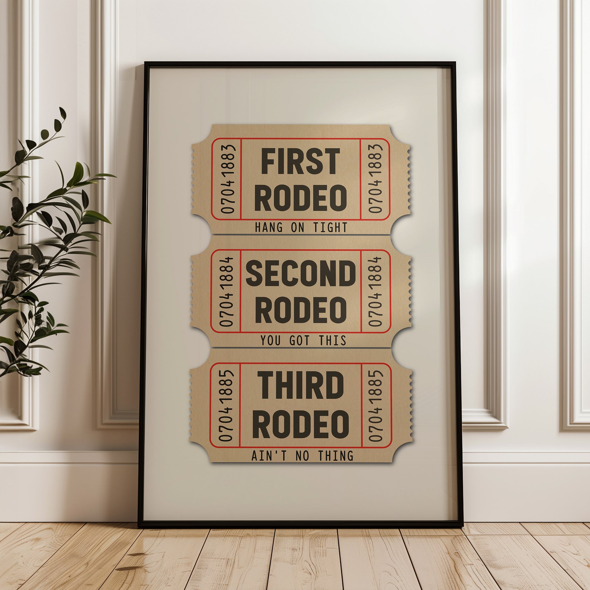 First Rodeo Ticket Stub Art Print Tan (FLAT) - Tejas Country Club