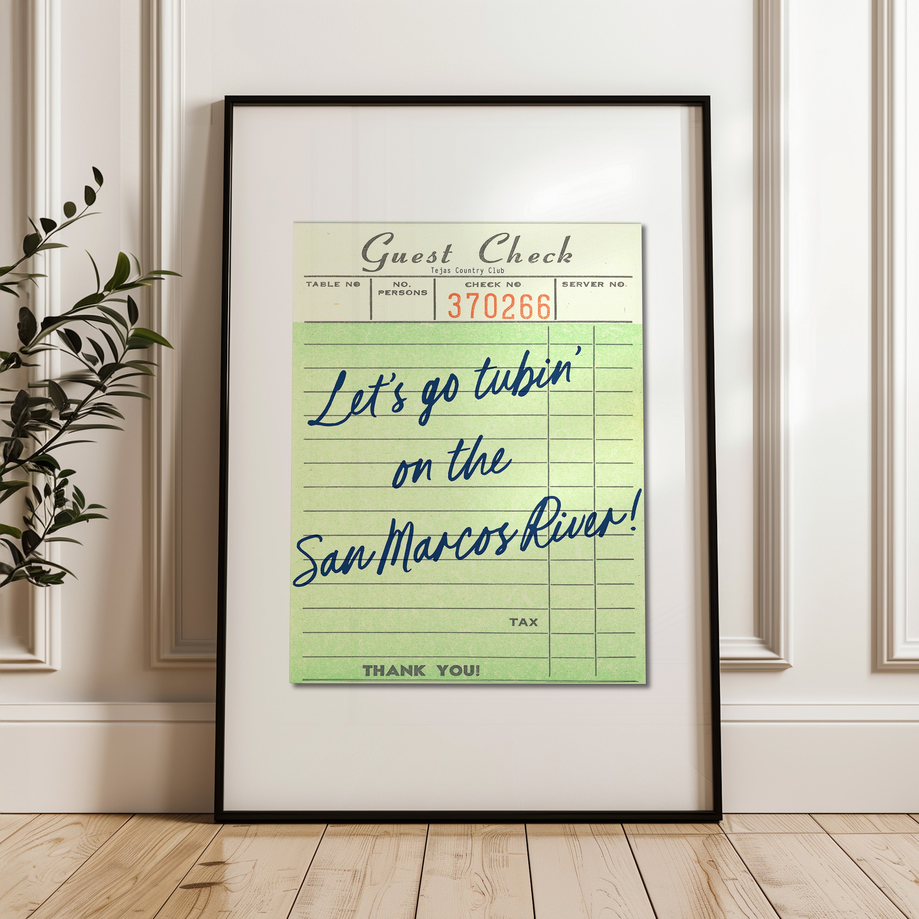 Let's Go Tubin' On The San Marcos River Guest Check Art Print - Tejas Country Club