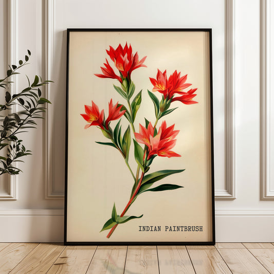 Indian Paintbrush Texas Wildflower French Market Seed Packet Art Print