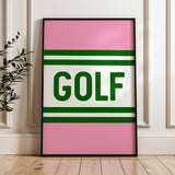 Golf Striped Green and Pink Art Print - Tejas Country Club