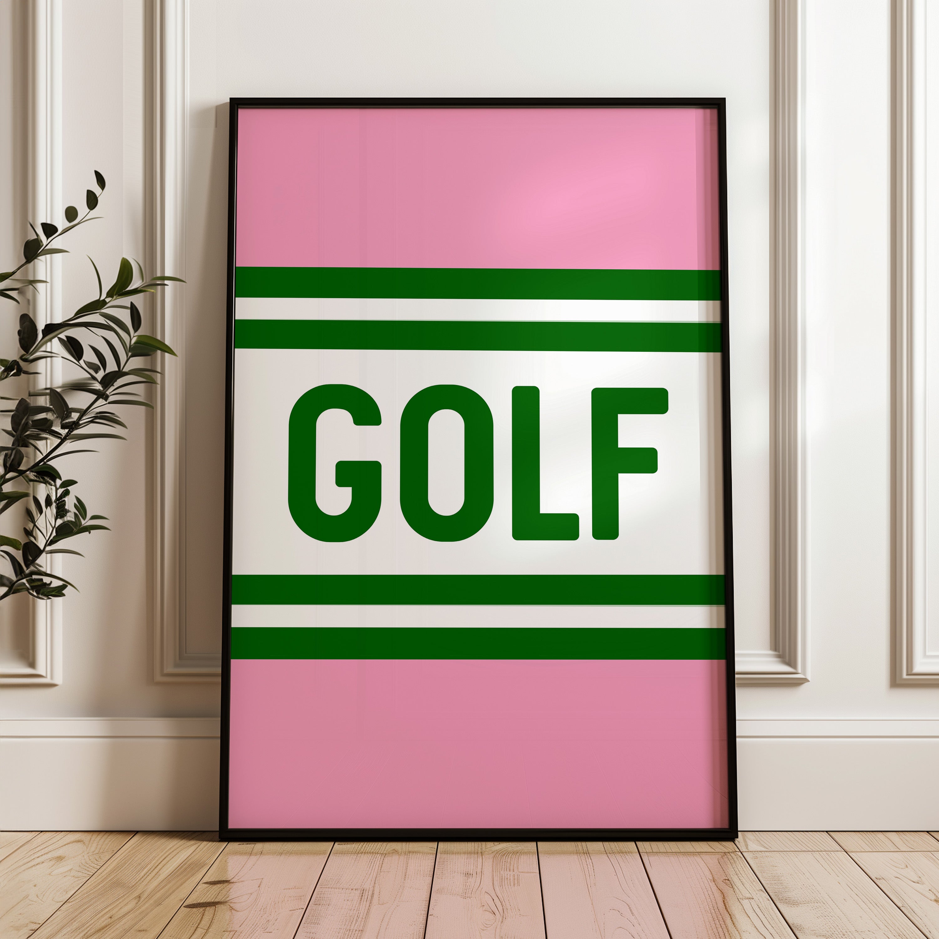Golf Striped Green and Pink Art Print - Tejas Country Club