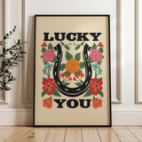 Lucky You Floral Horseshoe Art Print - Tejas Country Club