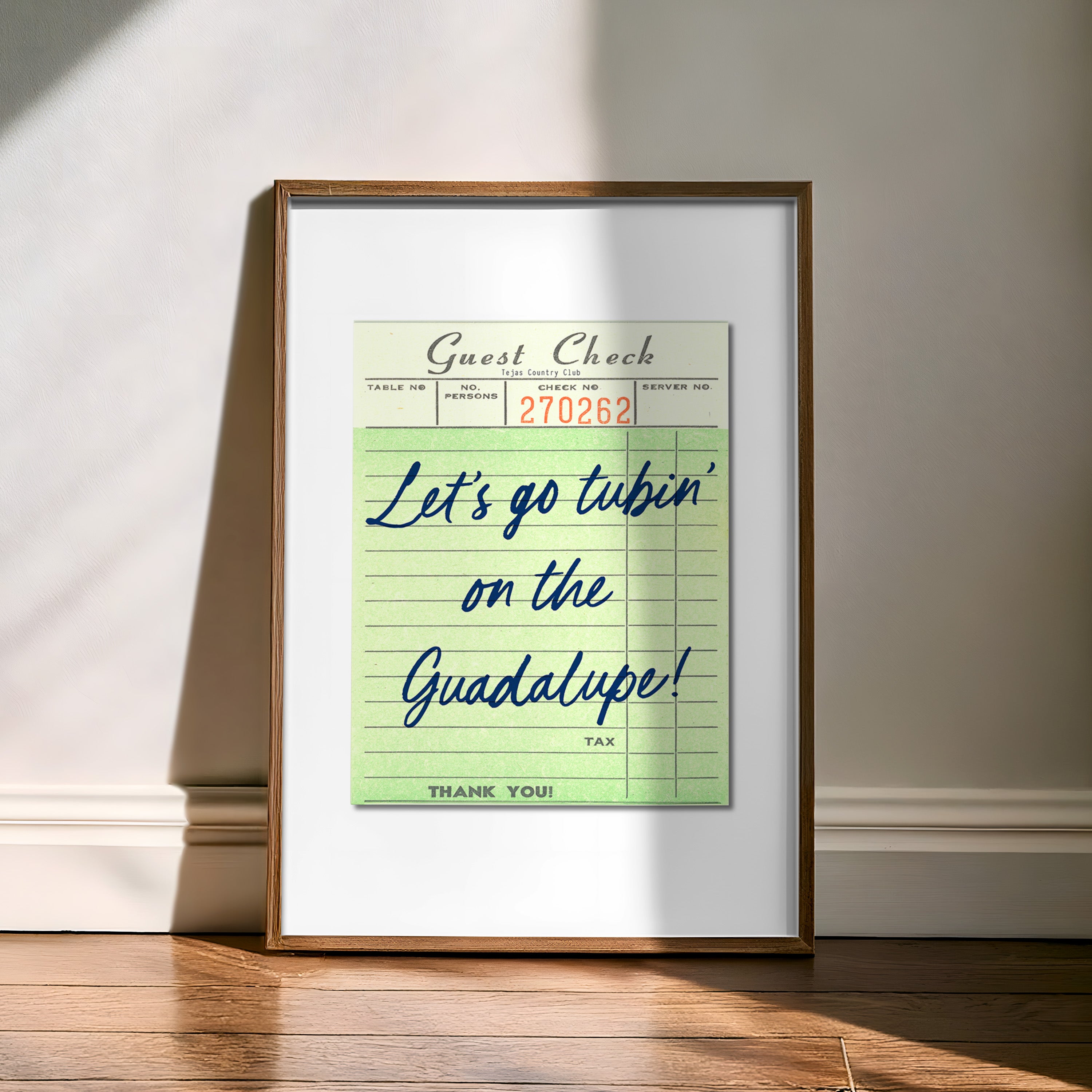 Let's Go Tubin' On The Guadalupe Guest Check Art Print - Tejas Country Club