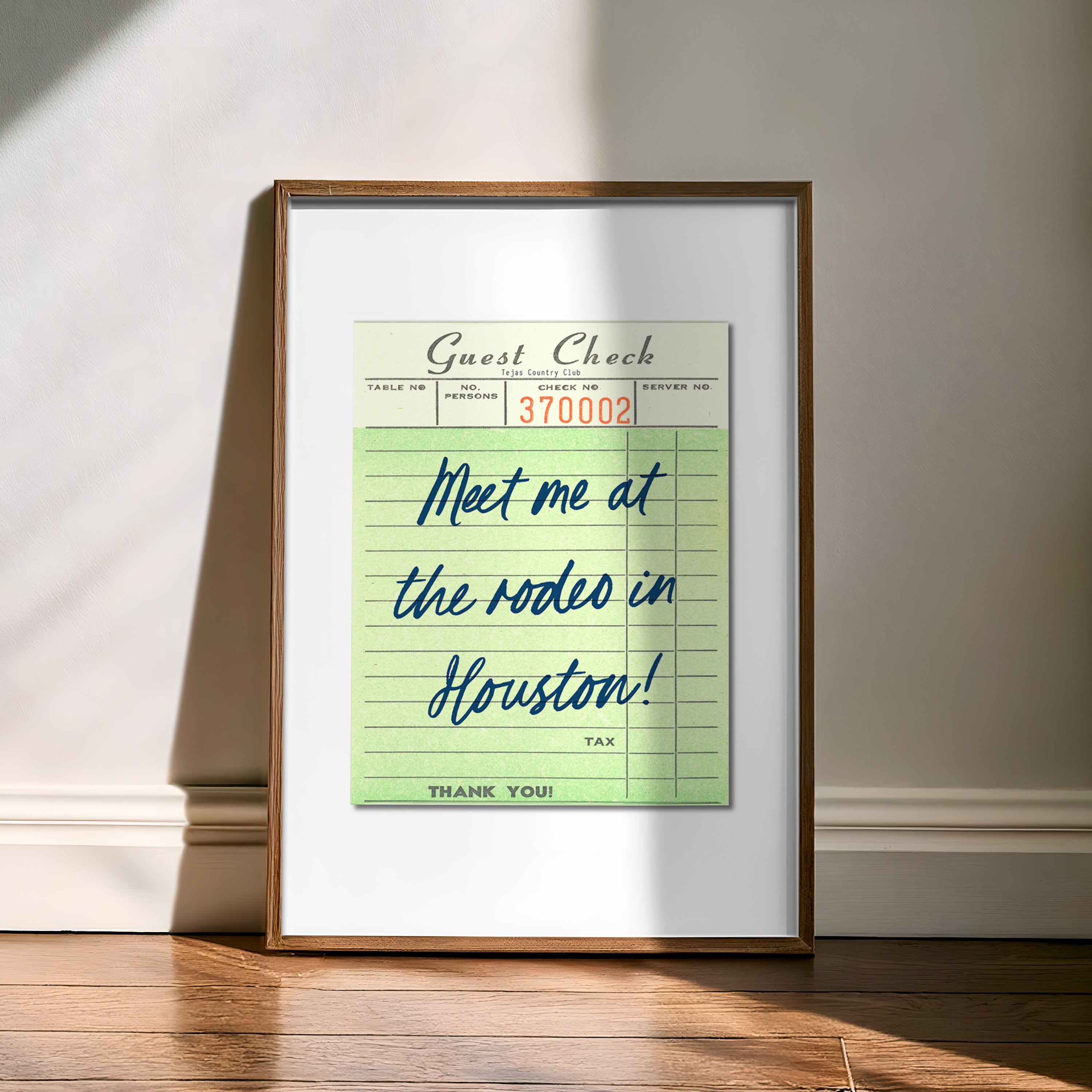 Meet Me At The Rodeo In Houston Guest Check Art Print - Tejas Country Club