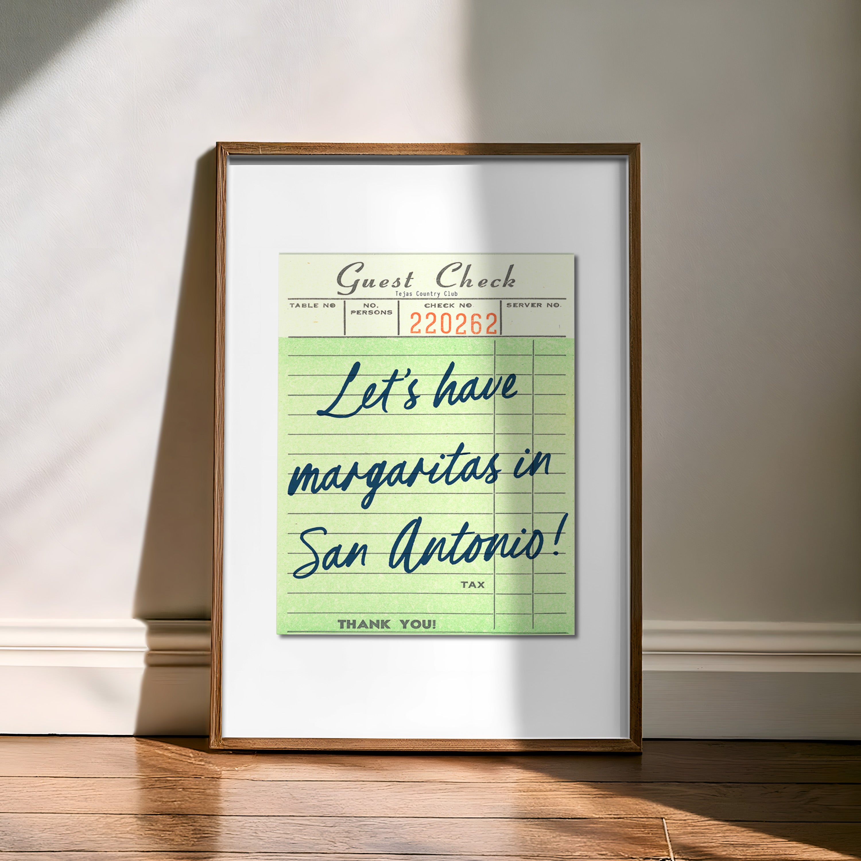 Let's Have Margaritas In San Antonio Guest Check Art Print - Tejas Country Club