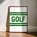 Golf Typography Striped White Art Print - Tejas Country Club
