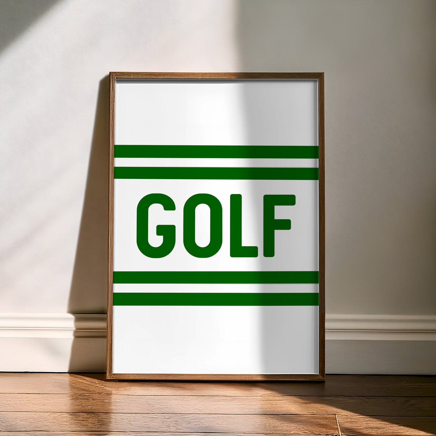 Golf Typography Striped White Art Print