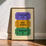 New Orleans Let The Good Times Roll French Quarter Ticket Stub Art Print - Tejas Country Club