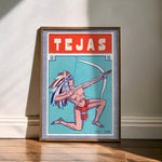 Framed Tejas Bow and Arrow Native Vintage Art Print - Tejas Country Club