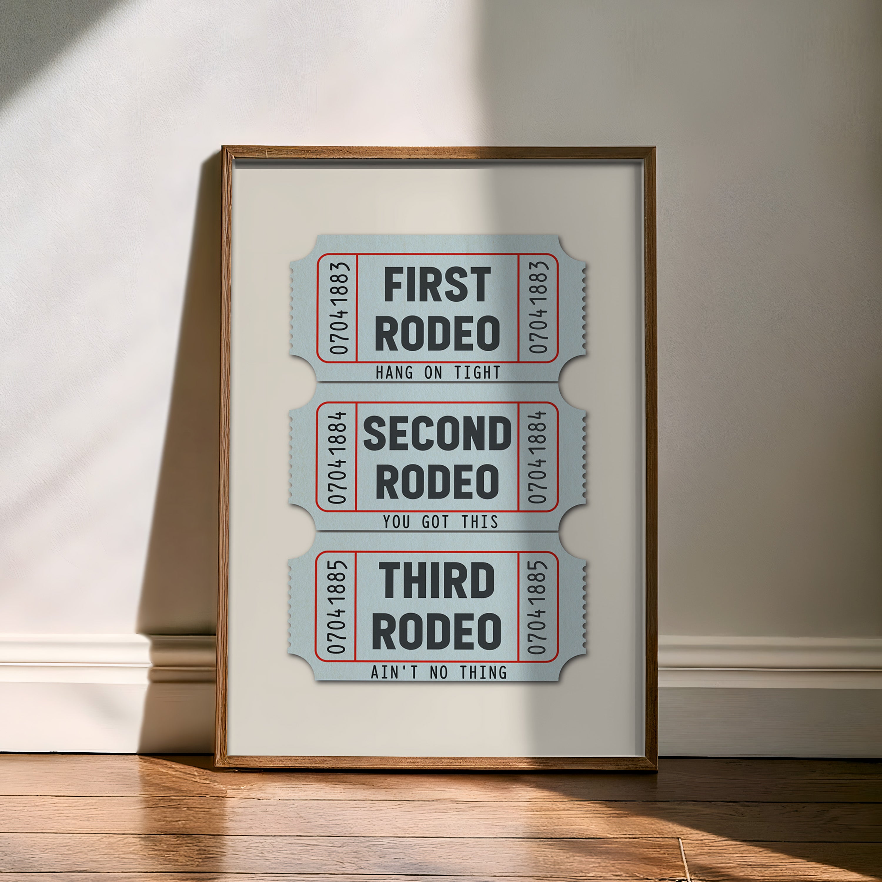 First Rodeo Ticket Stub Art Print Blue - Tejas Country Club