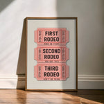 First Rodeo Ticket Stub Art Print Pink - Tejas Country Club