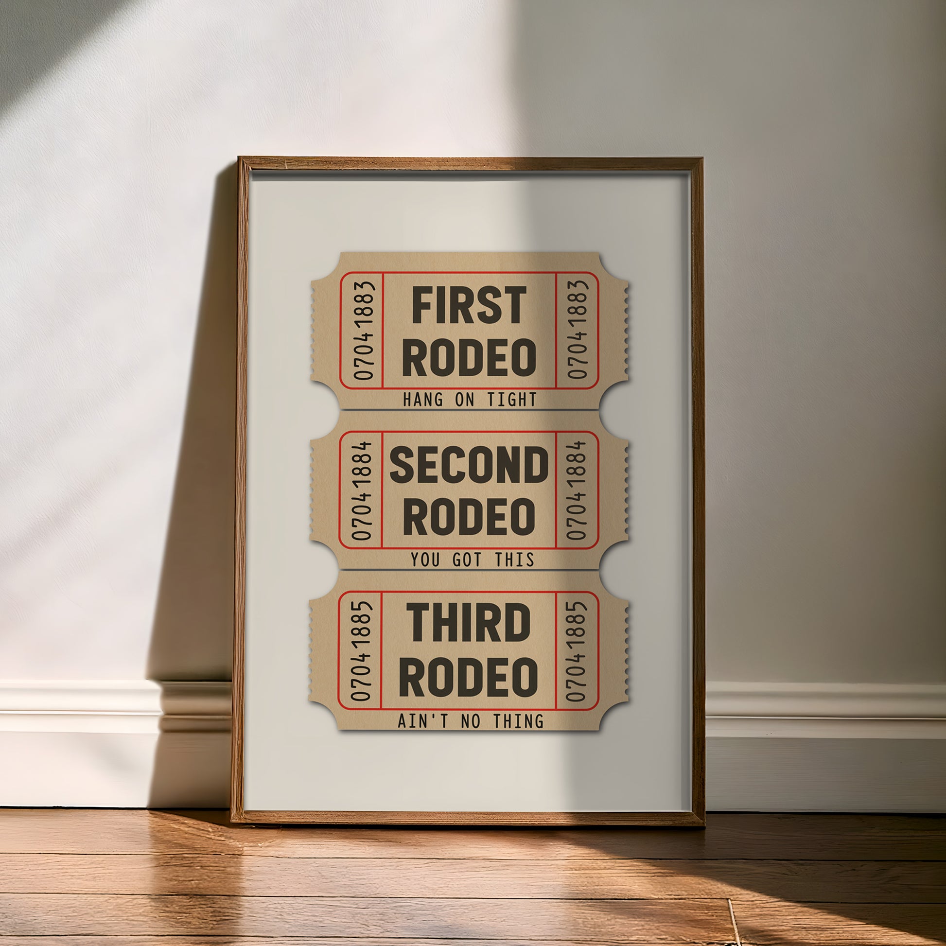 First Rodeo Ticket Stub Art Print Tan (FLAT) - Tejas Country Club