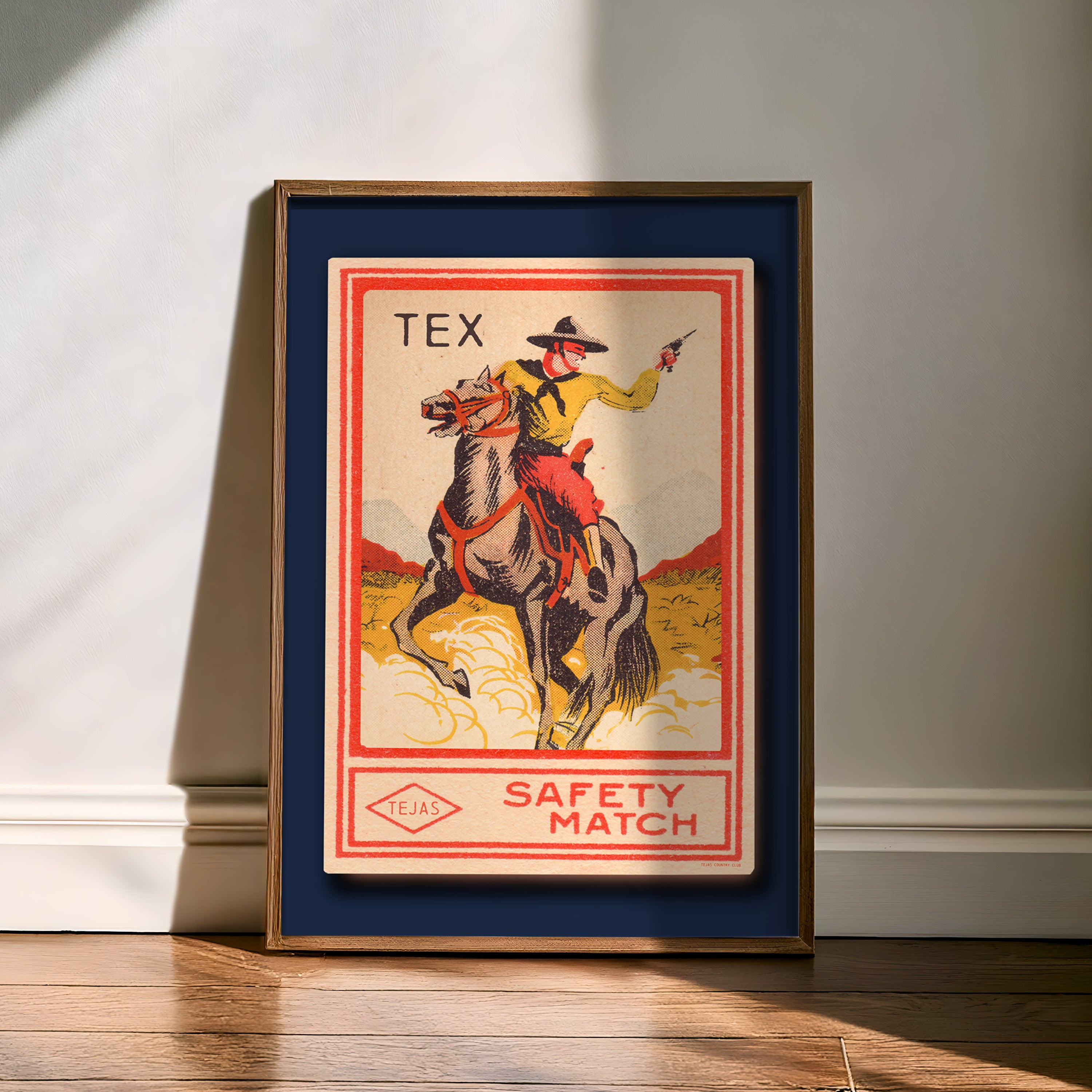 Tex Cowboy Vintage Matchbook Art Print - Tejas Country Club