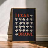 Texas Drawl - Collection of Student Drawn Texas Silhouettes Art Print (Navy)