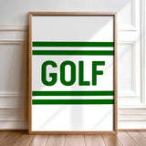 Golf Typography Striped White Art Print - Tejas Country Club