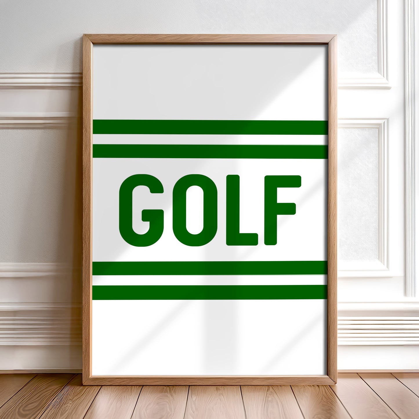 Golf Typography Striped White Art Print