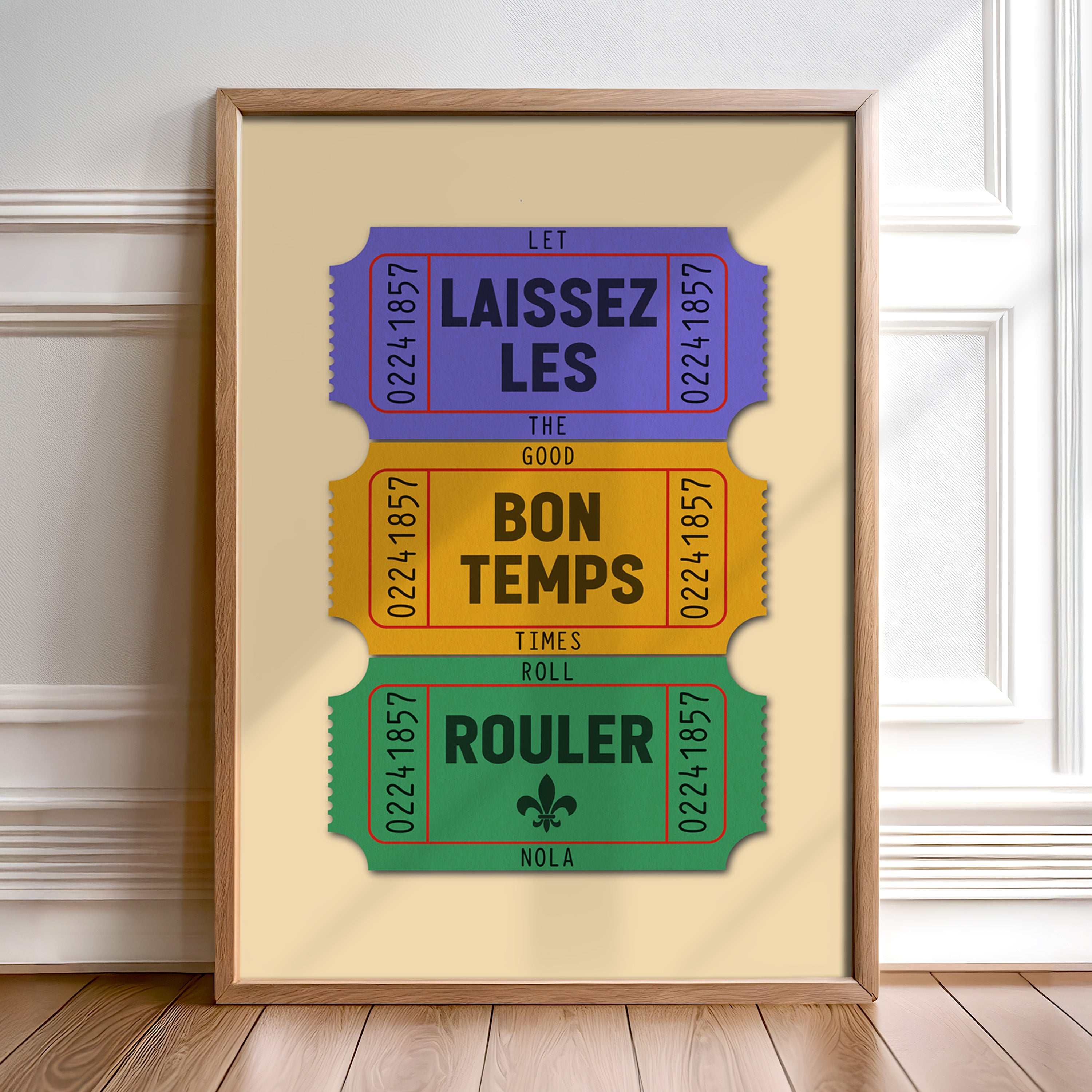 New Orleans Let The Good Times Roll French Quarter Ticket Stub Art Print - Tejas Country Club