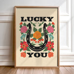 Lucky You Floral Horseshoe Art Print - Tejas Country Club