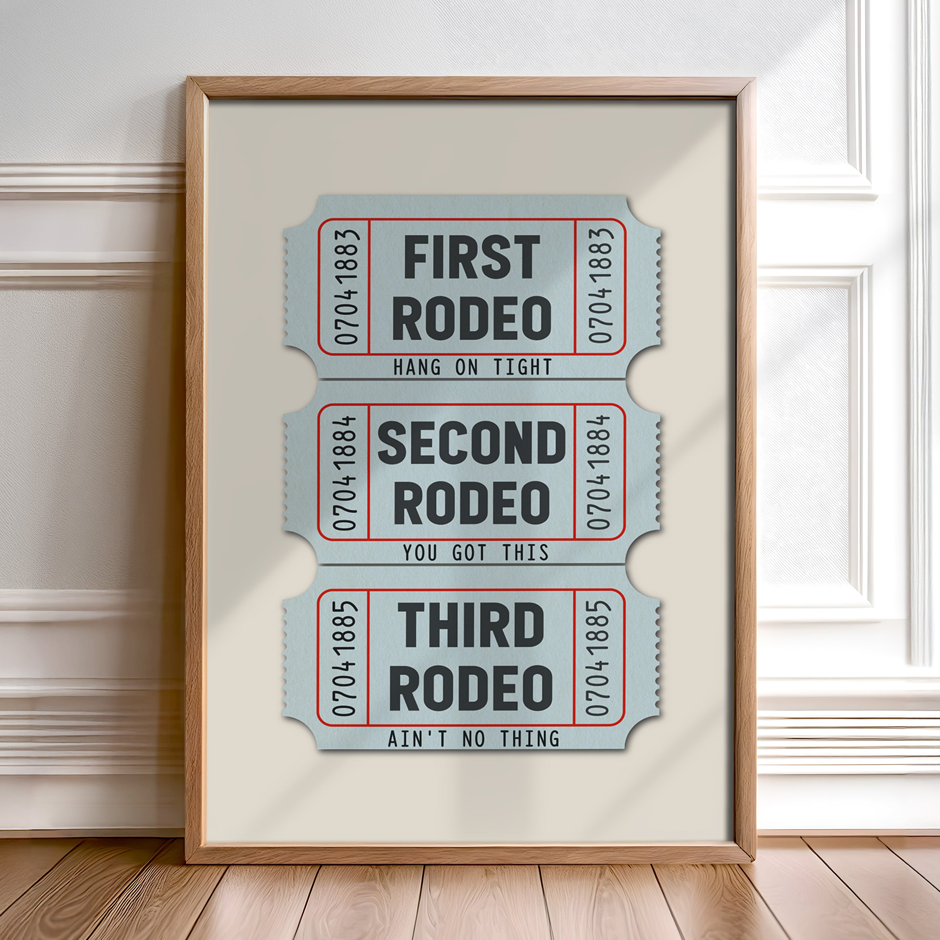 First Rodeo Ticket Stub Art Print Blue - Tejas Country Club