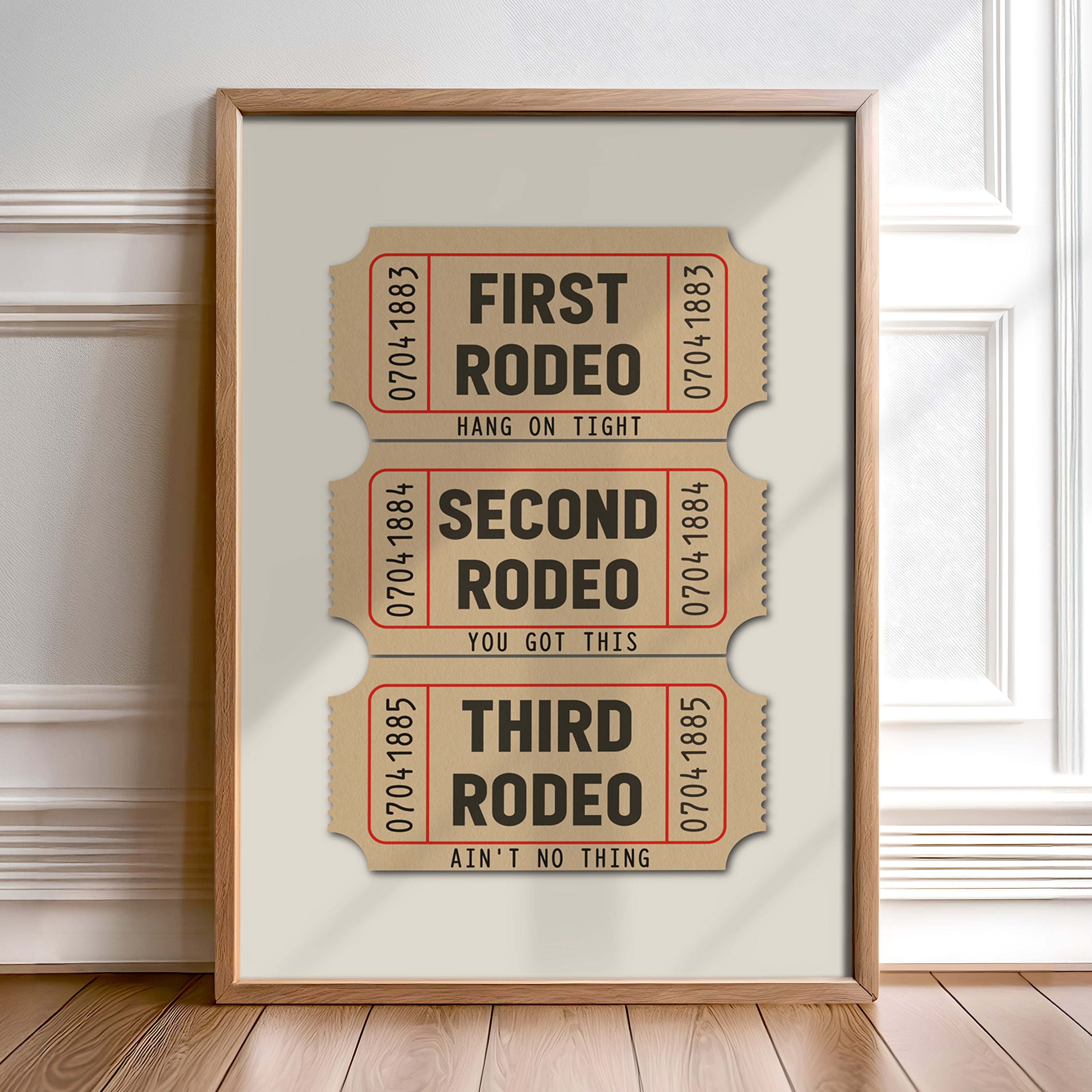 First Rodeo Ticket Stub Art Print Tan (FLAT) - Tejas Country Club
