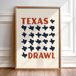 Texas Drawl - Collection of Student Drawn Texas Silhouettes Art Print - Tejas Country Club