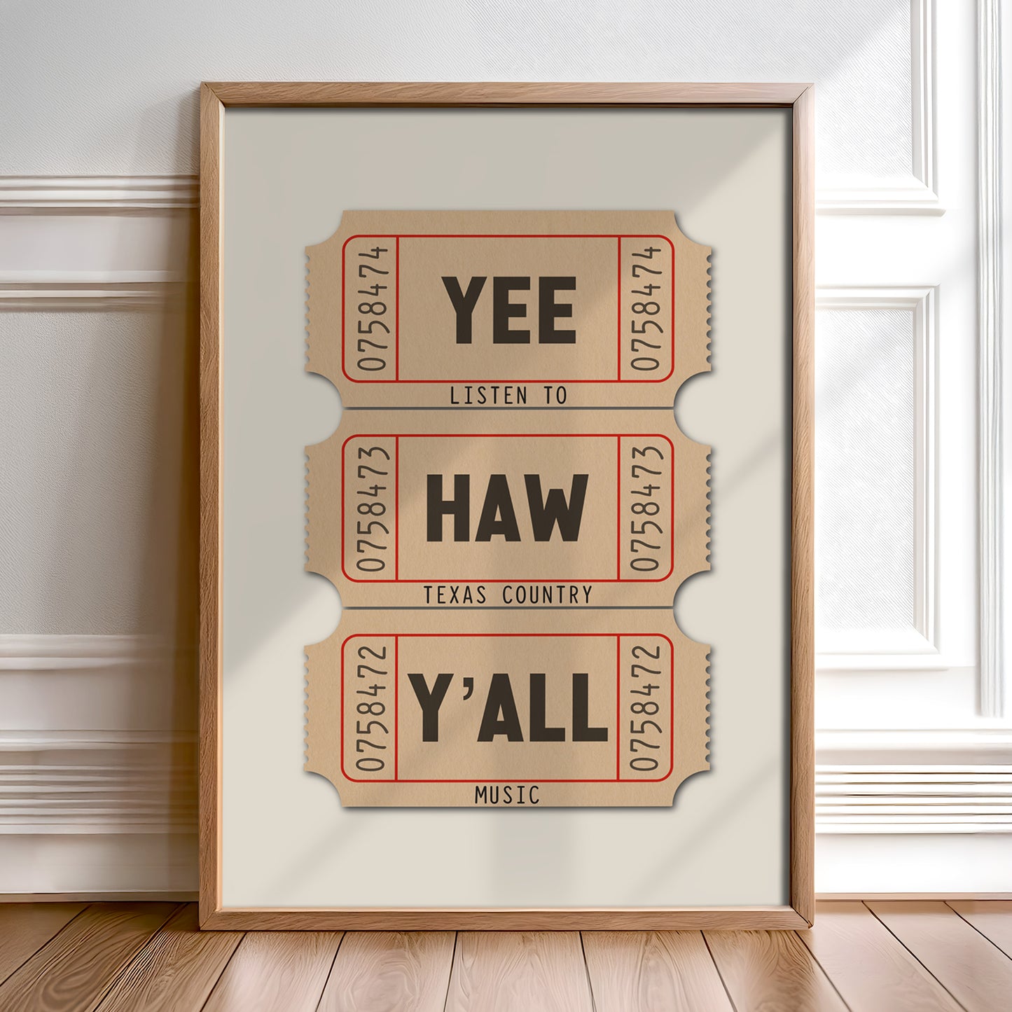 Yee Haw Y'all - Listen To Texas Country Music Ticket Stub Art Print