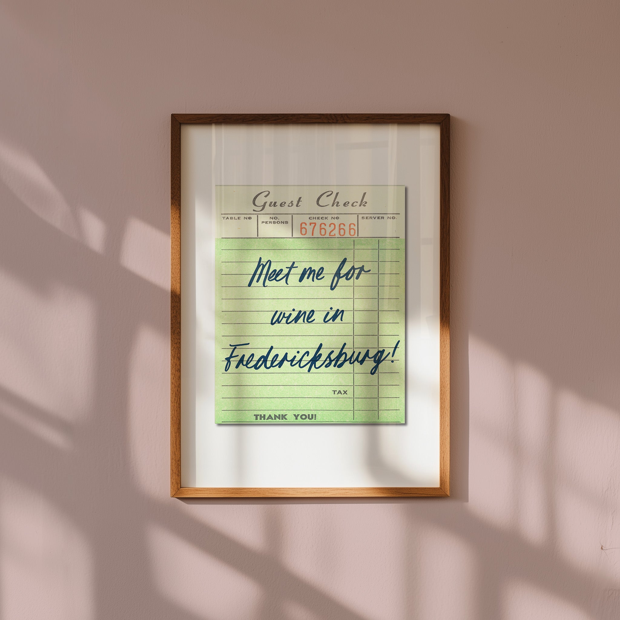 Meet Me For Wine In Fredericksburg Guest Check Art Print - Tejas Country Club