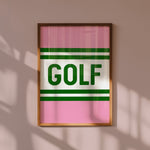 Golf Striped Green and Pink Art Print - Tejas Country Club